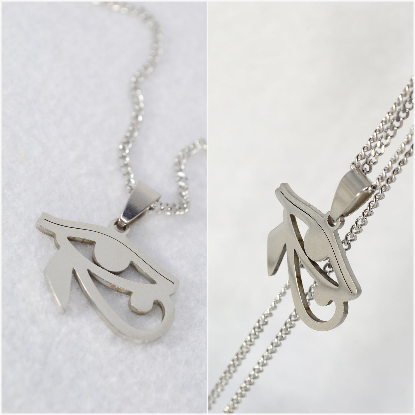 Charmed Pendant, witch symbol pendant, Stainless steel, Triquetra necklace, Snake,  Eye of Horus, Inverted Moon, All-Seeing Eye.