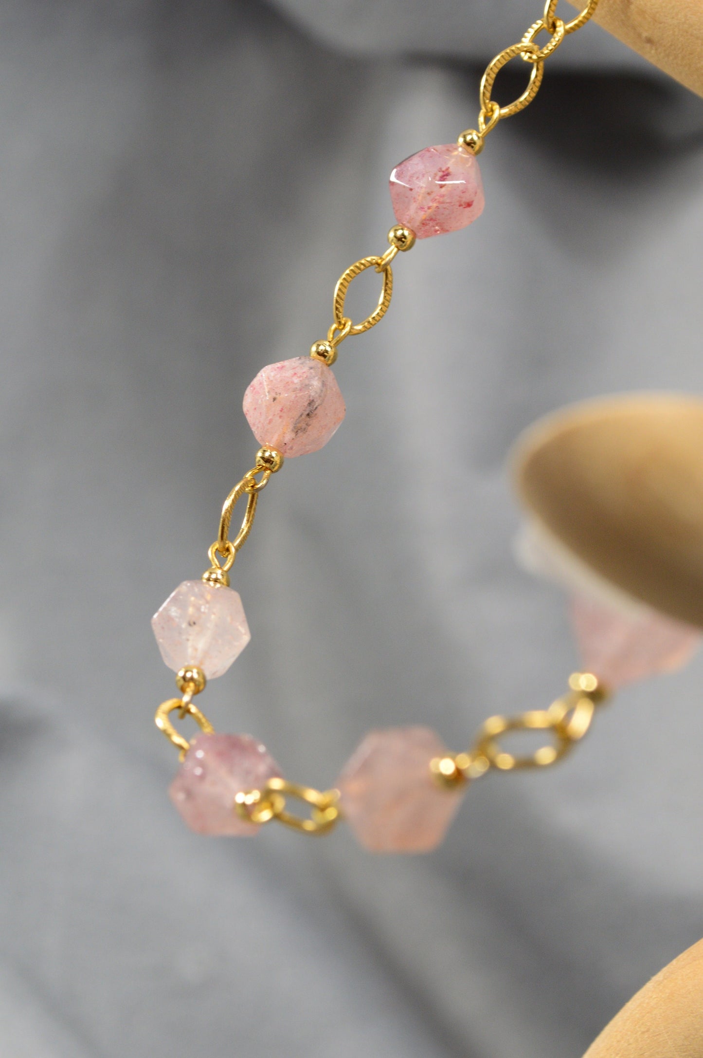 Super seven stone bracelet, stainless steel, gold adjustible bracelet, pink beaded bracelet