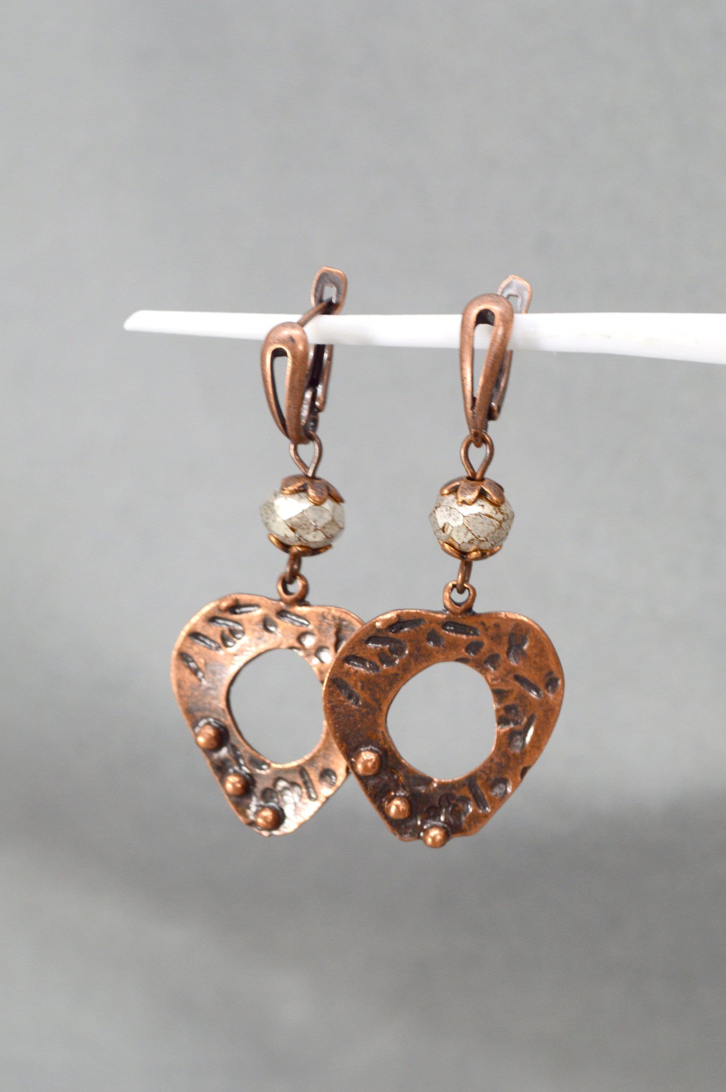 Boho-Chic Elegance: Texture Teardrop Copper Earrings for Artful Statement Style