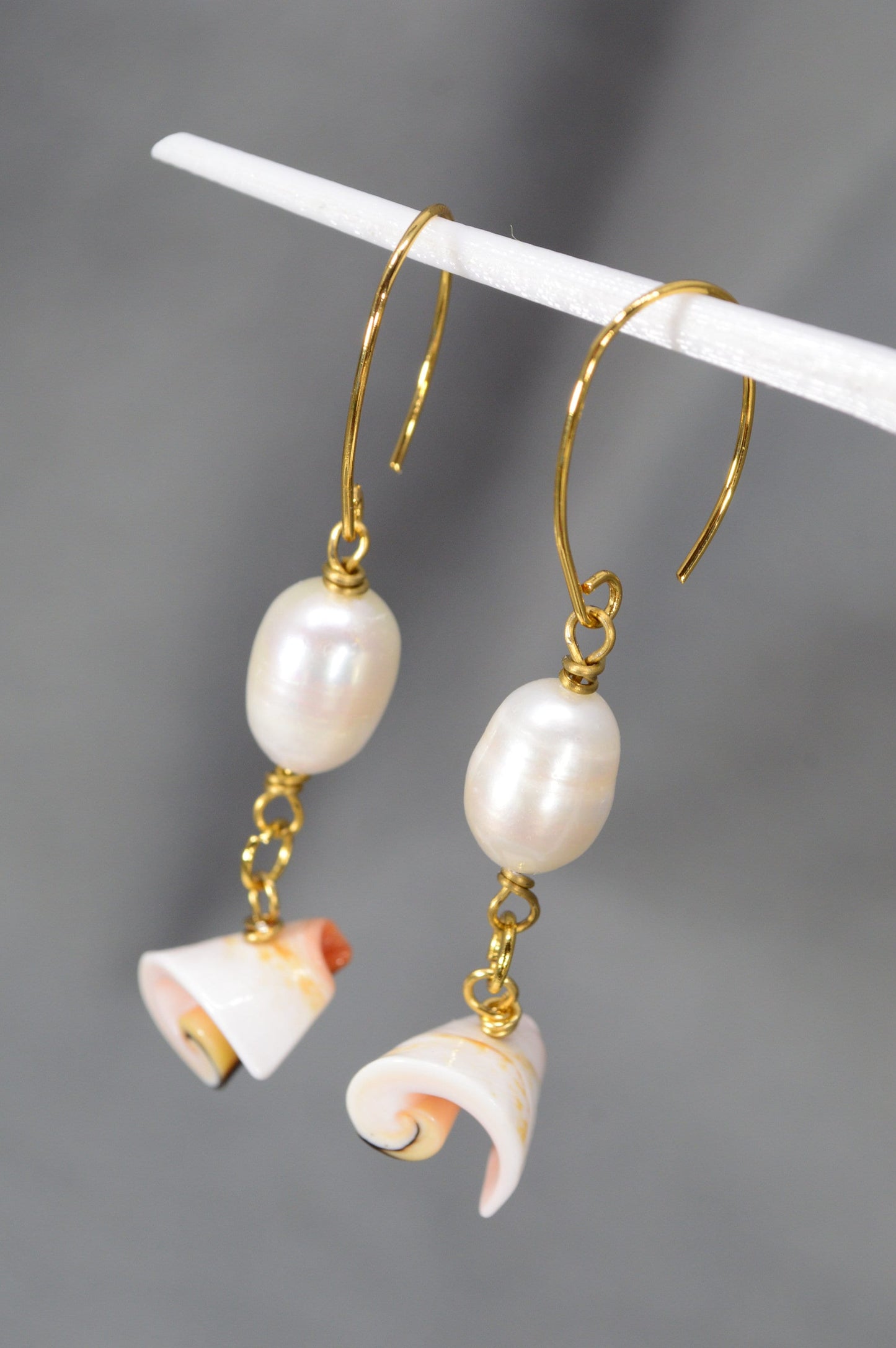 Limited Stock Available! Exquisite Pearl and Shell Earrings by Estibela Design. 5.5cm - 2.2"