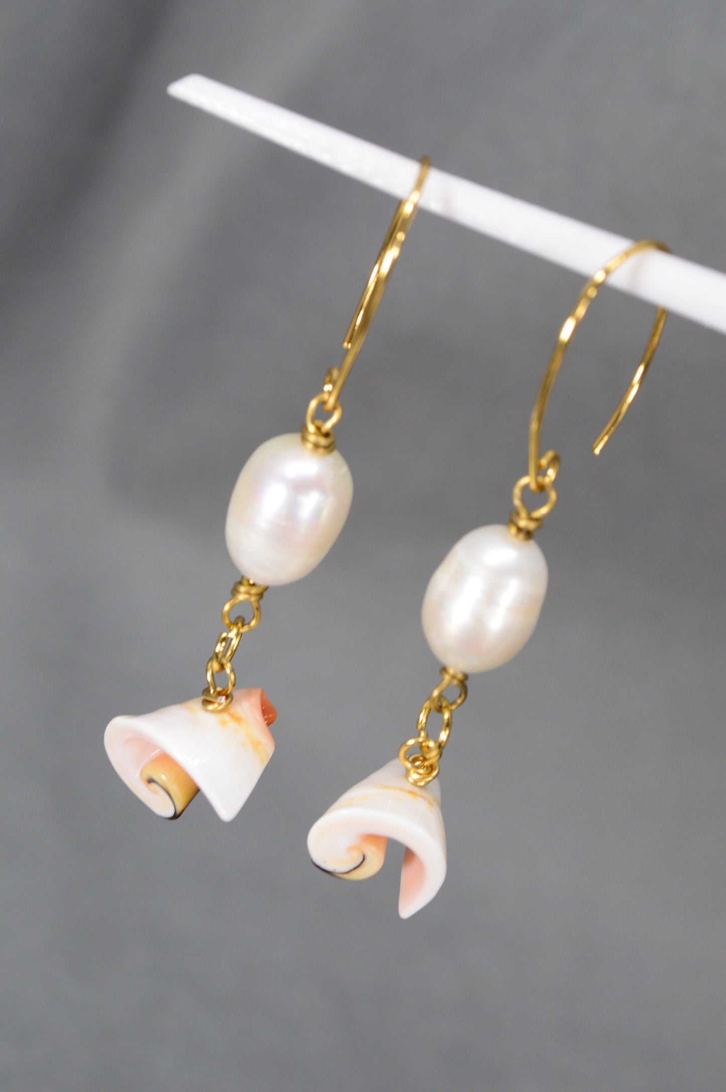 Limited Stock Available! Exquisite Pearl and Shell Earrings by Estibela Design. 5.5cm - 2.2"