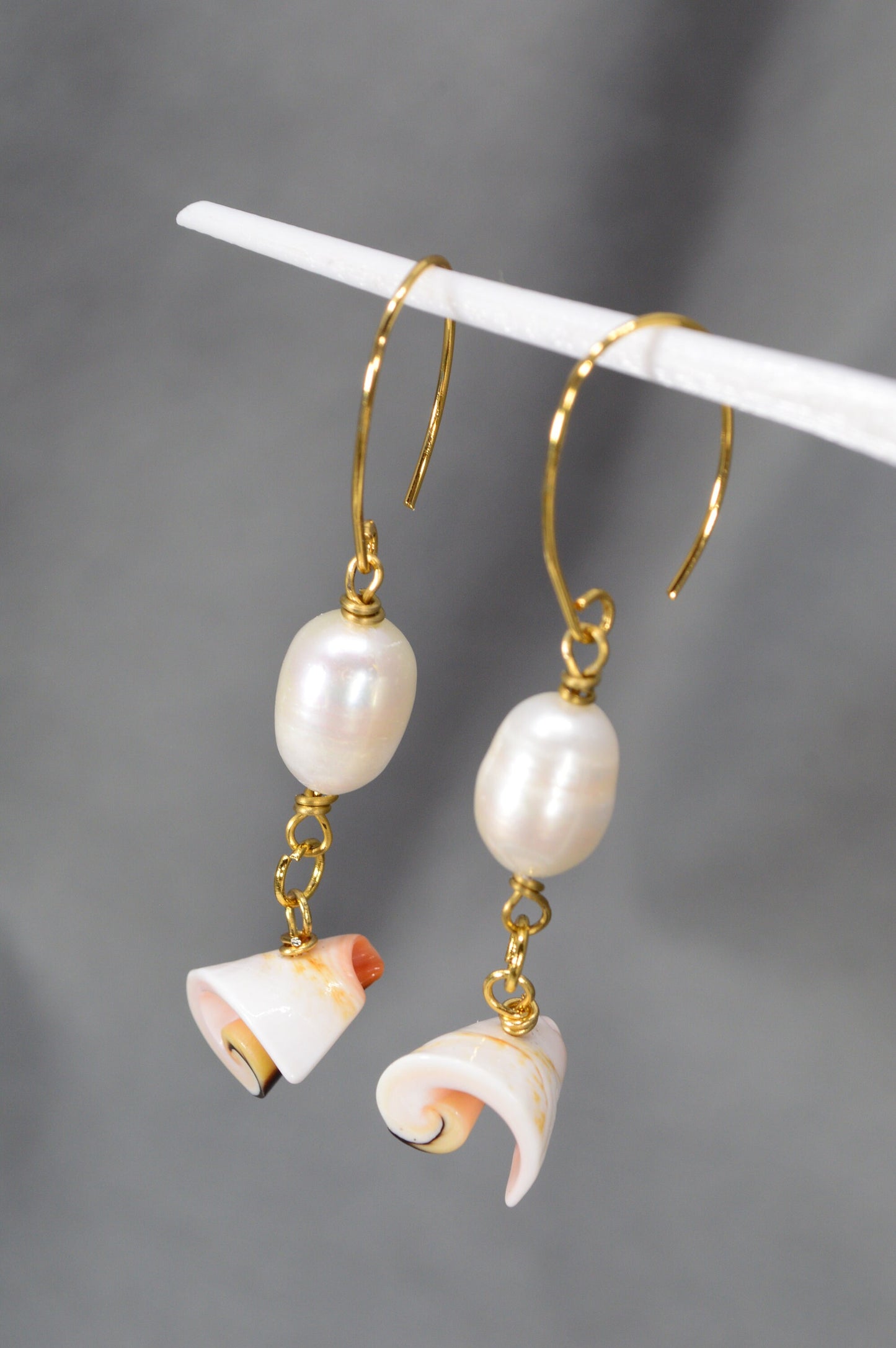 Limited Stock Available! Exquisite Pearl and Shell Earrings by Estibela Design. 5.5cm - 2.2"