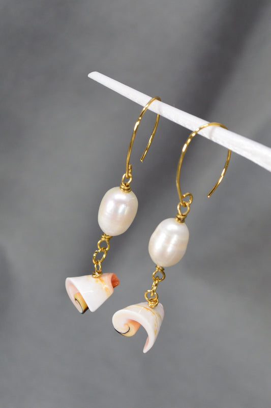 Limited Stock Available! Exquisite Pearl and Shell Earrings by Estibela Design. 5.5cm - 2.2"