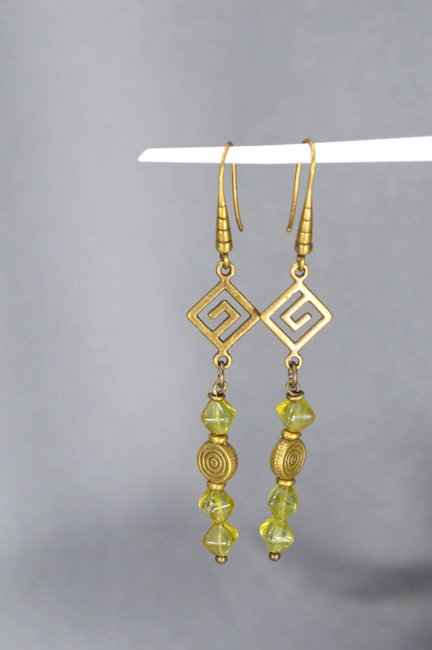 Vintage Style Earrings by Estibela Design with Bronze and Czech Glass Beads - Estibela Design earrings -Long Earrings - 7cm - 2.8"