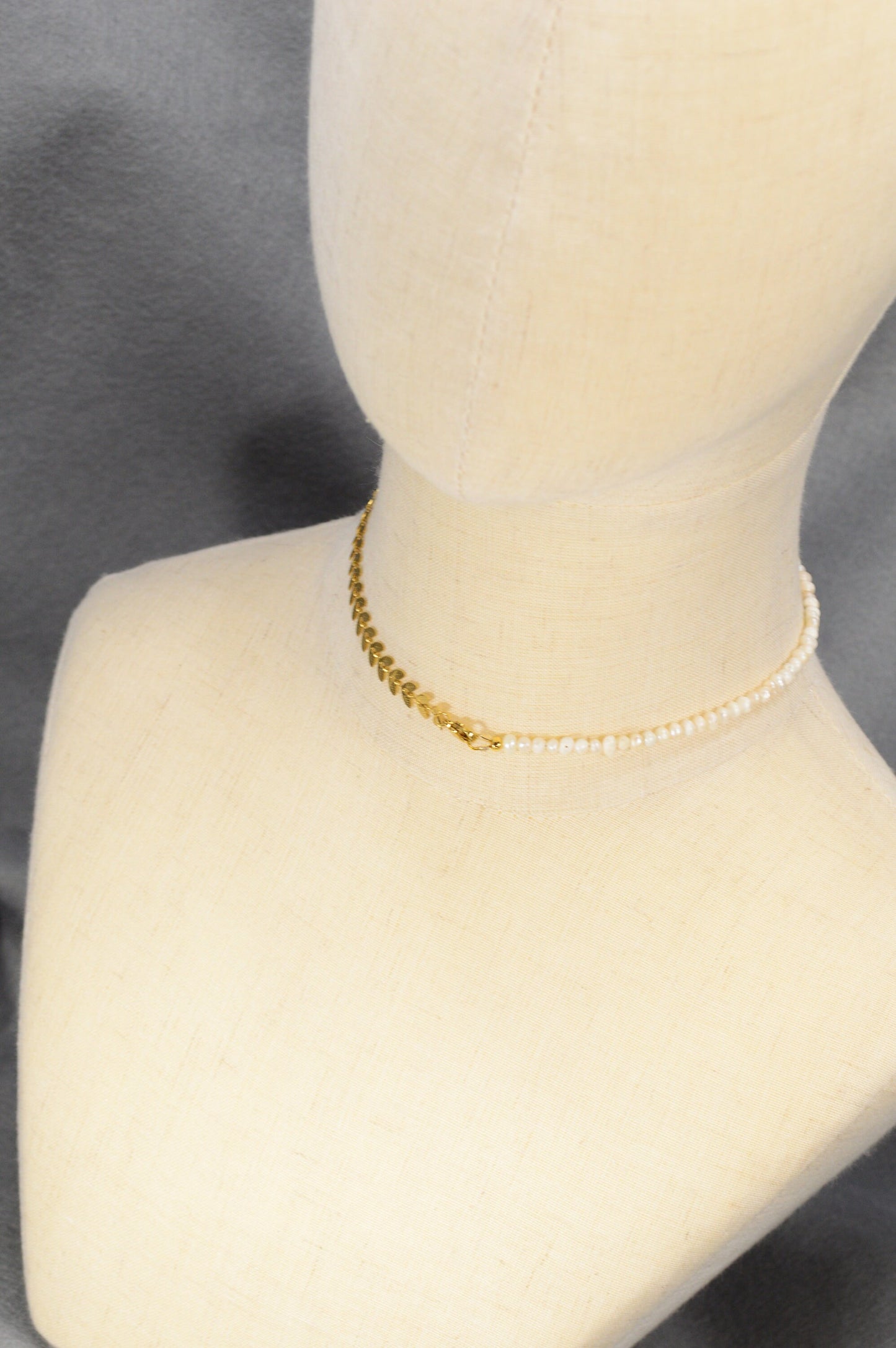 Half River Pearl & Half Stainless Atele Chain Choker - Elegant, Timeless Fashion Statement, Sophisticated Wedding Jewelry.