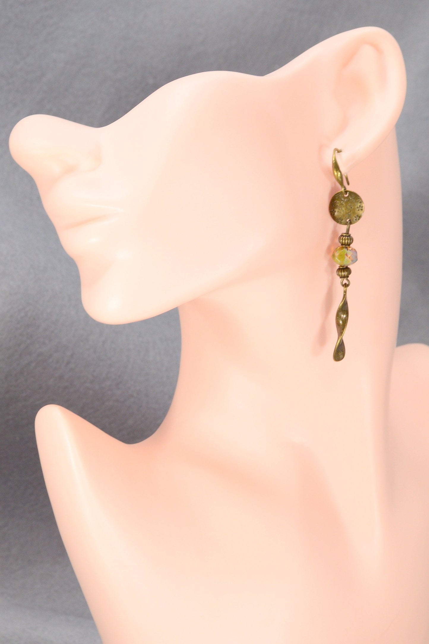 Boho Chic Bronze Cascade Earrings - Estibela Design Statement Jewelry. 7 cm - 2.5"