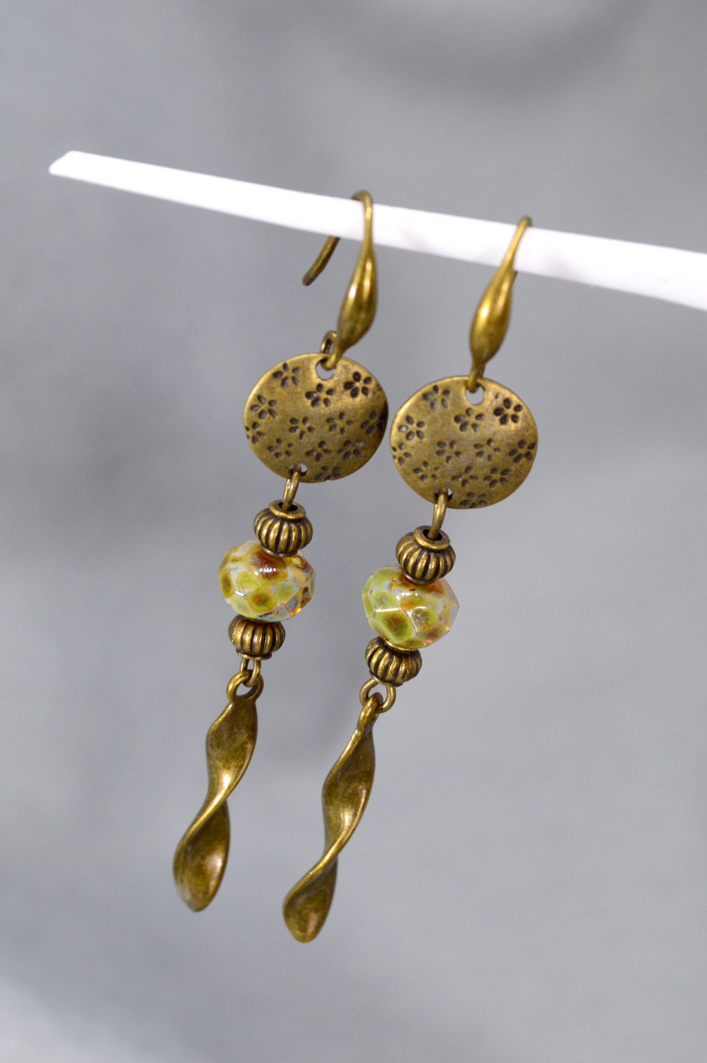 Boho Chic Bronze Cascade Earrings - Estibela Design Statement Jewelry. 7 cm - 2.5"