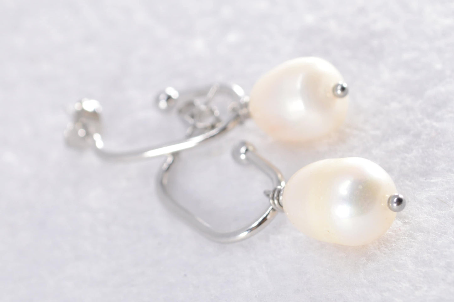 Stainless Steel Stud Earrings with Large Freshwater Pearl Bead – Handmade Elegant Jewelry by Estibela Design -  3.5 cm - 1.4"