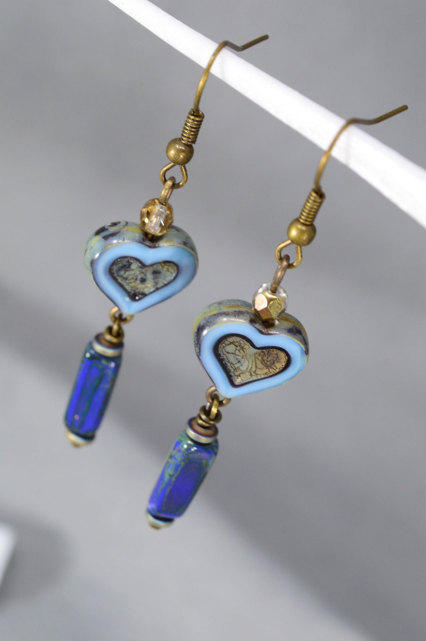 Vintage-Style Elegant Bronze Heart Earrings. 6.5cm - 2.5"