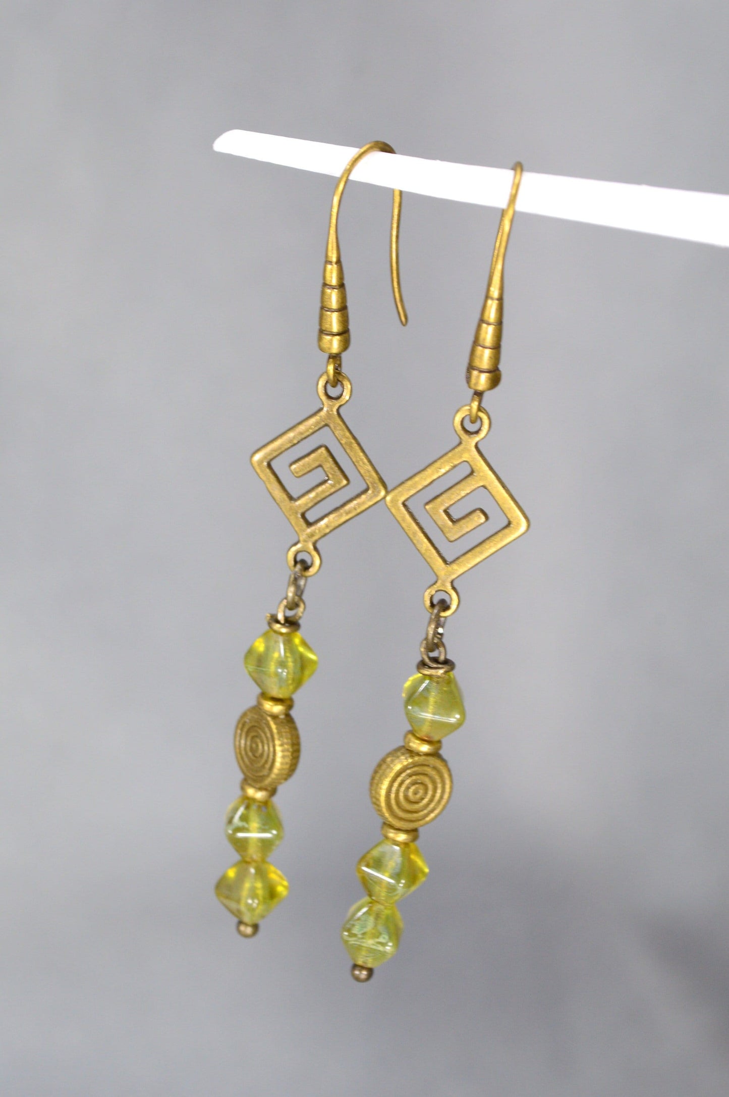 Vintage Style Earrings by Estibela Design with Bronze and Czech Glass Beads - Estibela Design earrings -Long Earrings - 7cm - 2.8"