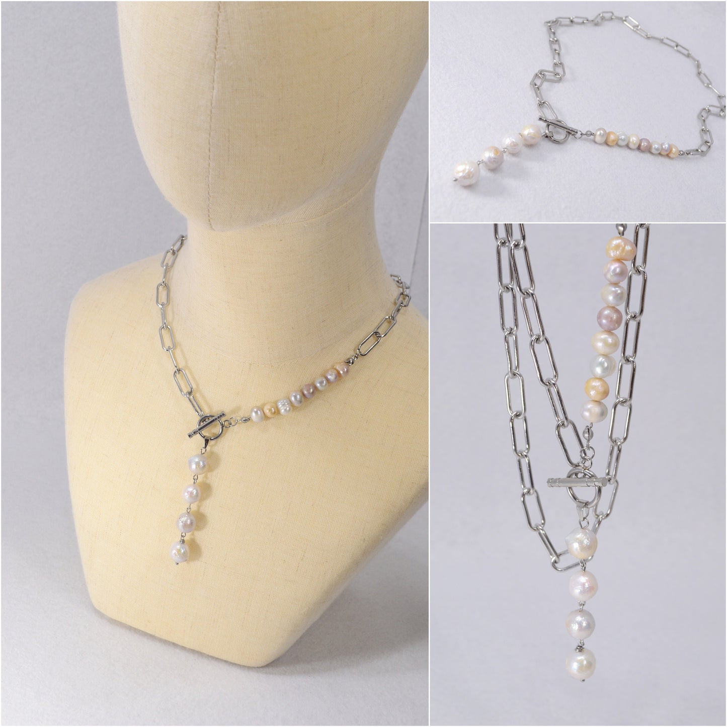 Baroque Pearl Necklace – Handmade Stainless Steel Jewelry – Boho Ibiza Wedding Accessory