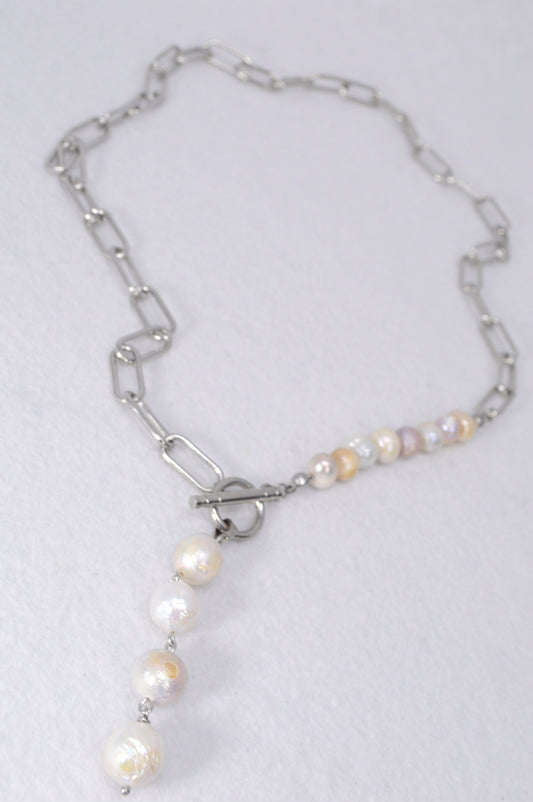 Baroque Pearl Necklace – Handmade Stainless Steel Jewelry – Boho Ibiza Wedding Accessory