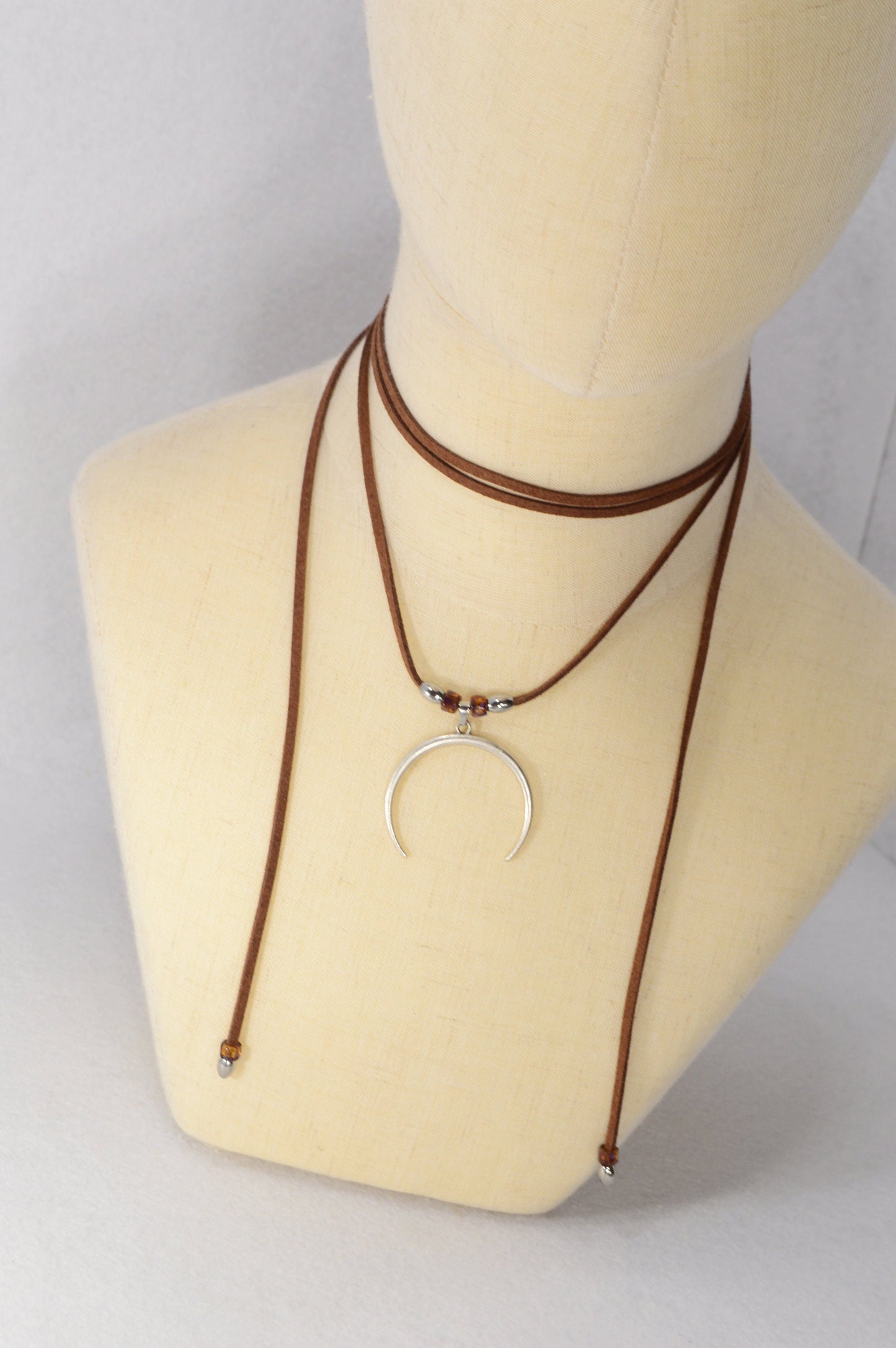 Lunar Elegance Pendant Necklace. Gothic Moon Pendant. Estibela design.