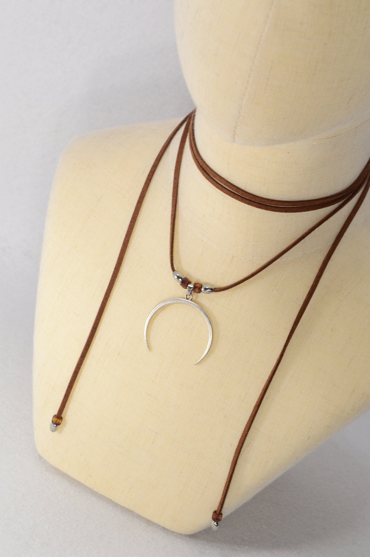 Lunar Elegance Pendant Necklace. Gothic Moon Pendant. Estibela design.