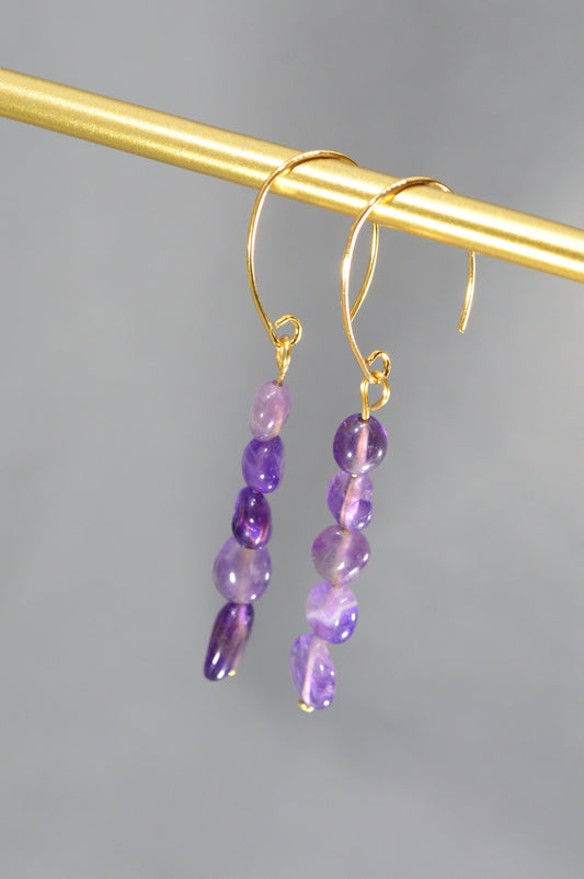 Amethyst earrings for a trendy boho look and minimalism style. Elegant boho earrings.  6cm - 2.3"
