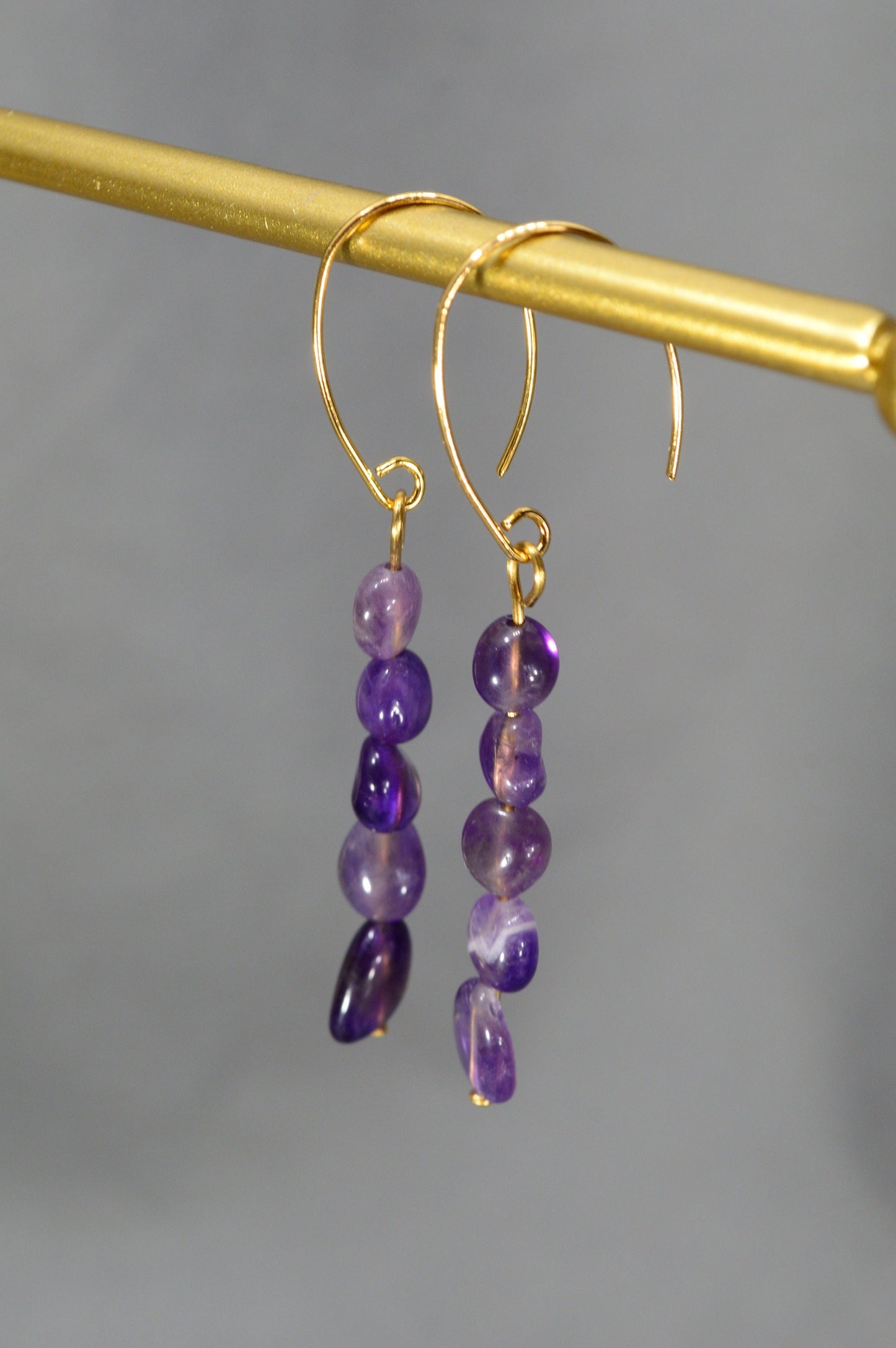 Amethyst earrings for a trendy boho look and minimalism style. Elegant boho earrings.  6cm - 2.3"