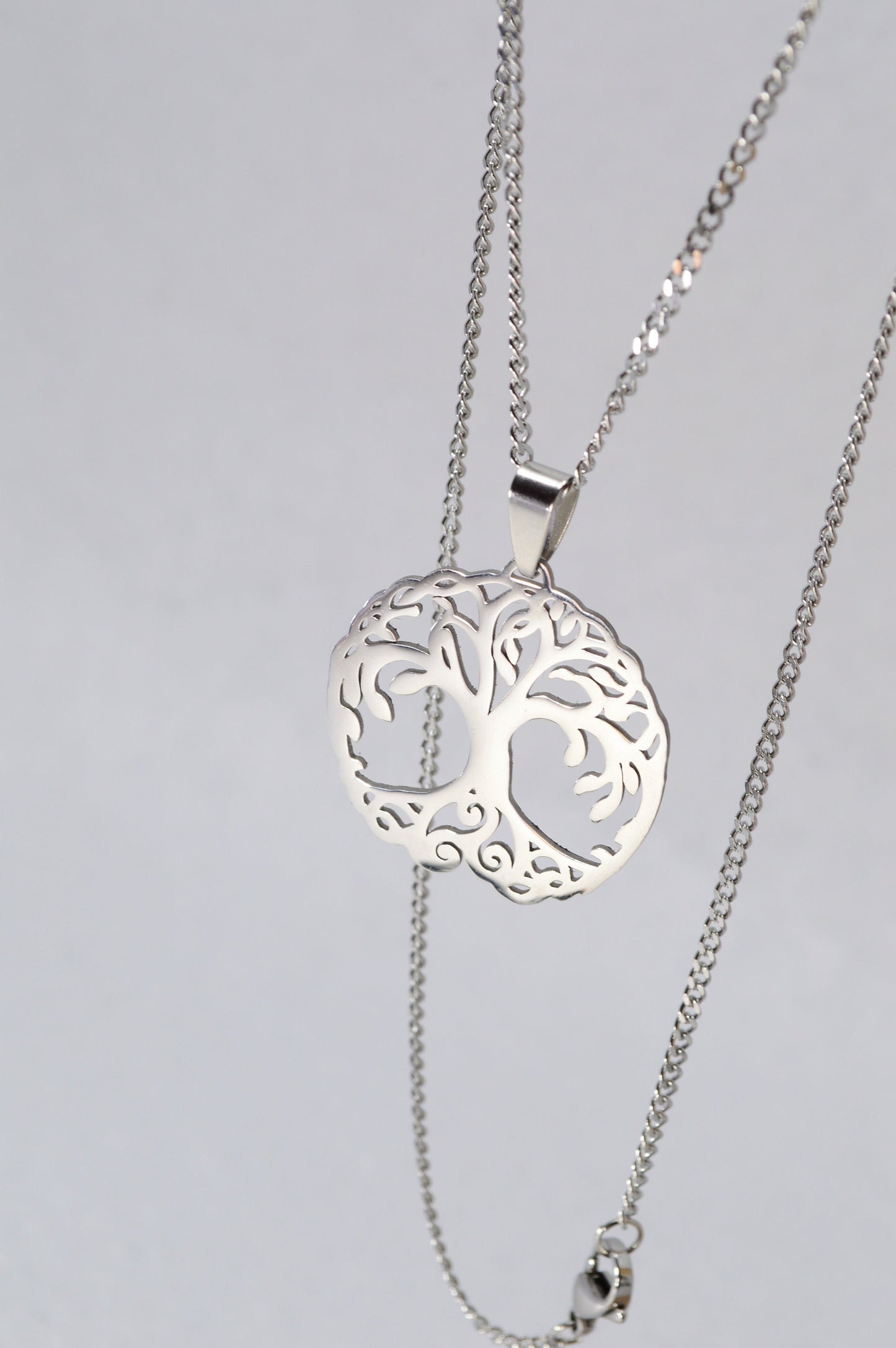 NEW *** Tree of Life Pendant Necklace in Stainless Steel, Customizable Length,  Meaningful Spiritual Jewelry Gift. 33mm - 1.3"