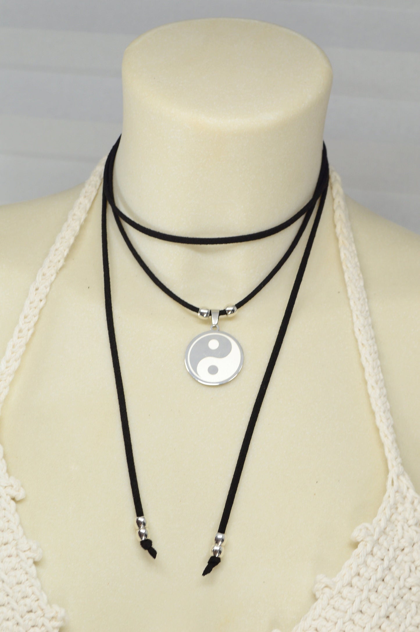 NEW *** Yin yang pendant necklace, Exclusive faux leather accessories, Modern minimalist jewelry, Balance And Harmony, Estibela design.