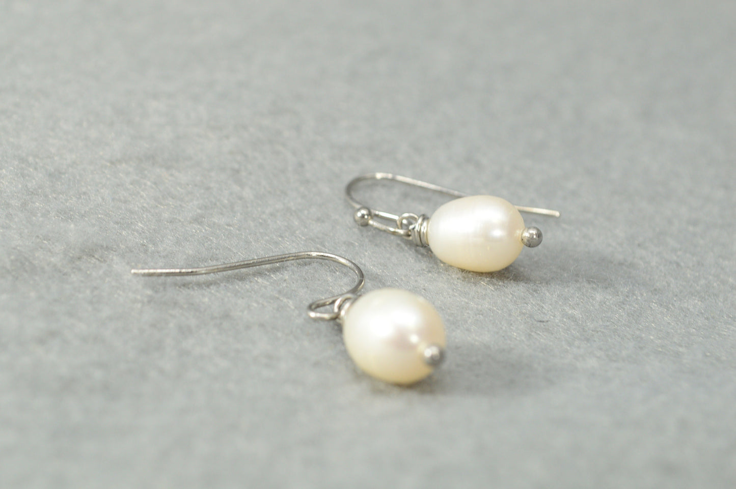 Classy Stainless Steel earrings with Freshwater Teardrop Bead, Chic and dainty earrings for a classy touch, 3cm 1.1"