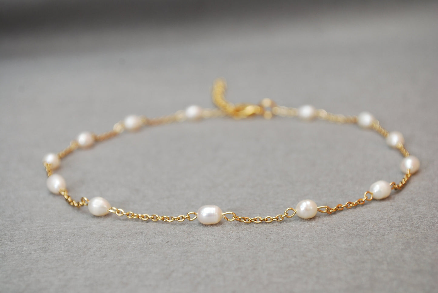 Freshwater Pearl Cascade Pendant, Delicate Necklace Choker.