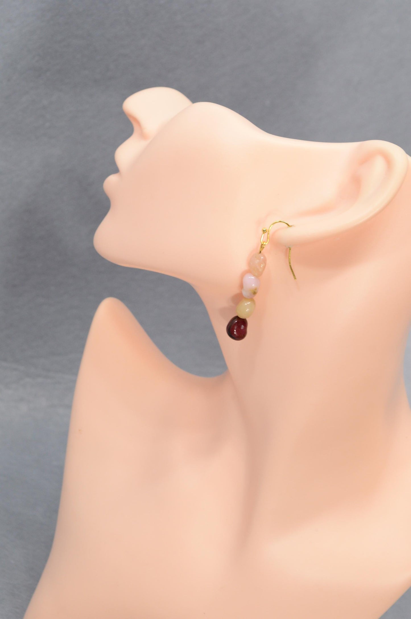 NEW *** Elegant Pink Opaline Stone Earrings - Unique Artisan Jewelry for Stylish Occasions and Everyday Wear. Estibela design.  5cm / 2"