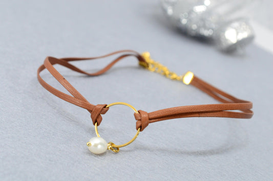 Best Price! - Freshwater Pearl Choker with Soft Natural Leather | Chic, Bohemian, Minimalist, and Modern Design | Retro Style for Everyday