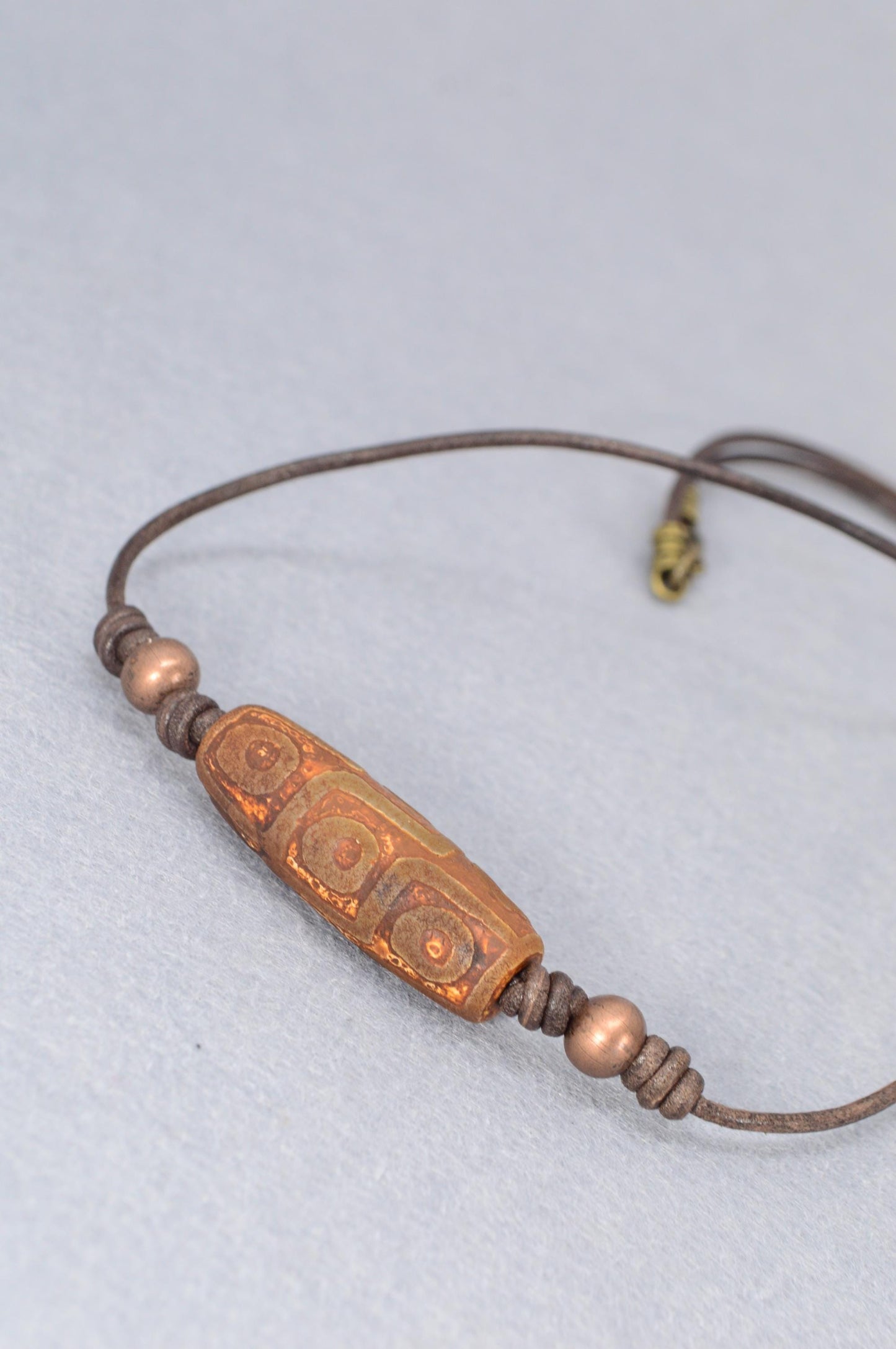 Rustic Boho Tribal Necklace, Ethnic Pendant Necklace, Men's Adjustable Cord Necklace,  Artisan Jewelry, Unisex Spiritual Amulet Necklace