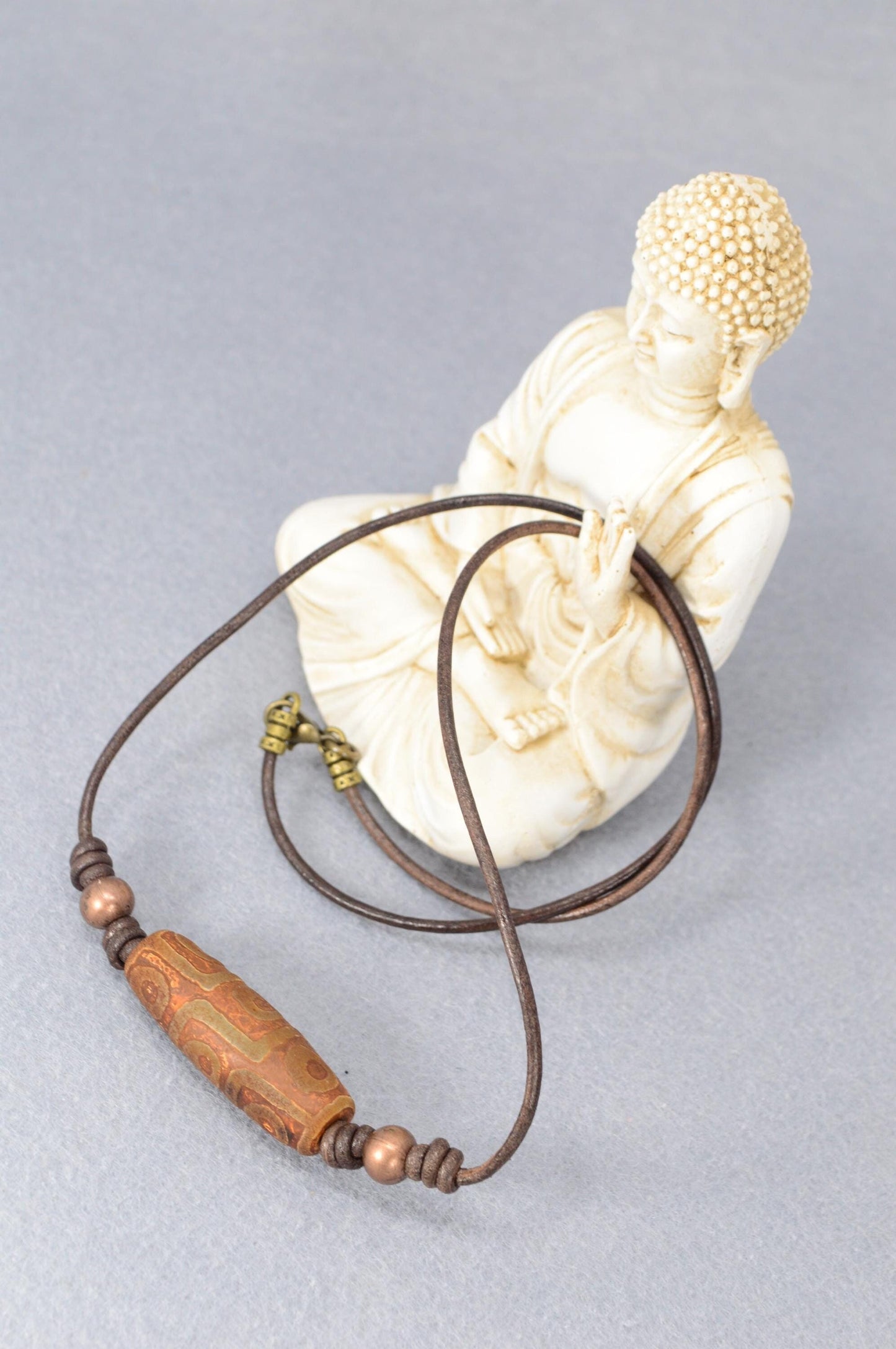 Rustic Boho Tribal Necklace, Ethnic Pendant Necklace, Men's Adjustable Cord Necklace,  Artisan Jewelry, Unisex Spiritual Amulet Necklace
