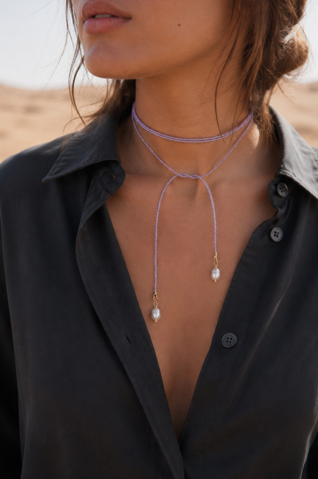 Collares lariat boho de cuentas coloridas – collar en Y envolvente hecho a mano con perlas de agua dulce – azul, lavanda, morado, rojo ladrillo, coral

