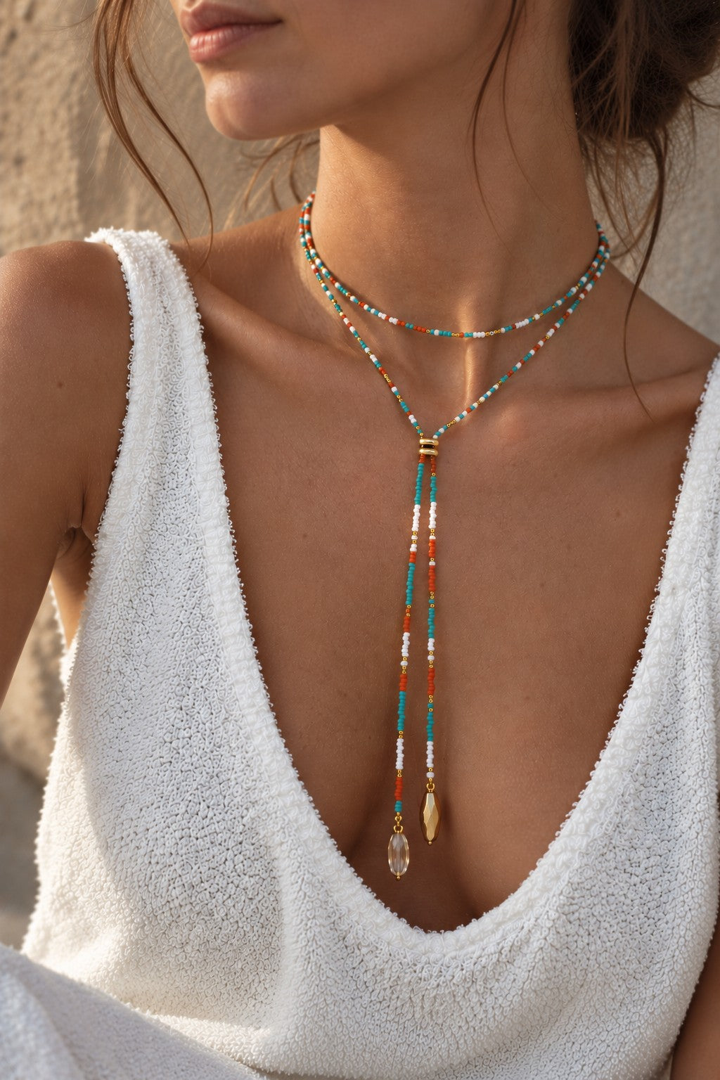 Free Spirit Lariat-Halskette mit smaragdgrünen Perlen
