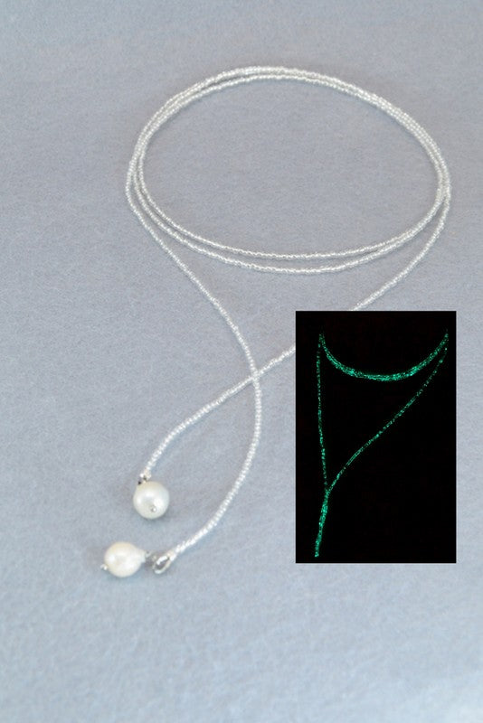 Black Pearl Lariat Necklace | Boho Y Necklace | Handmade Long Chain Jewelry