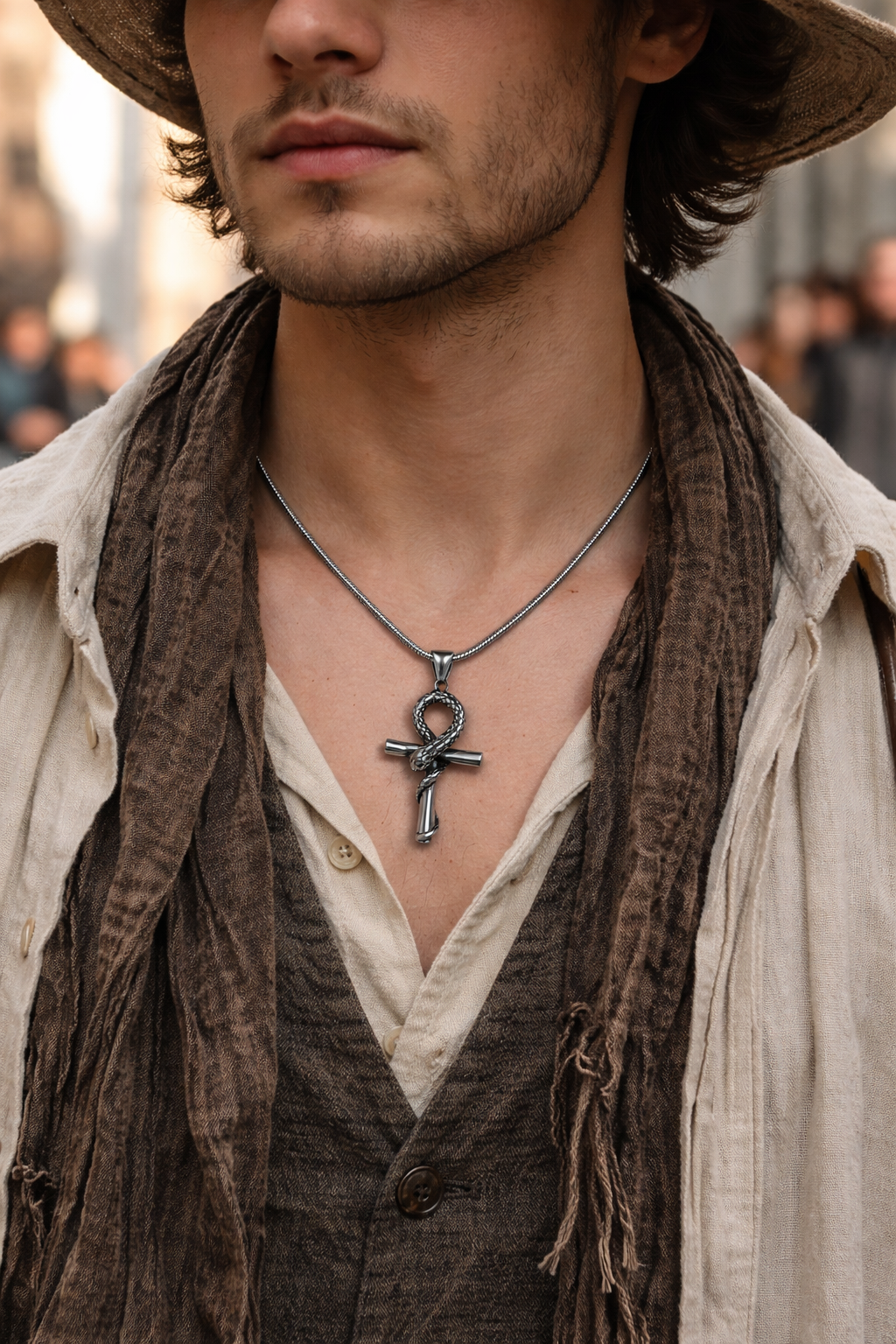 Snake Cross Pendant Necklace