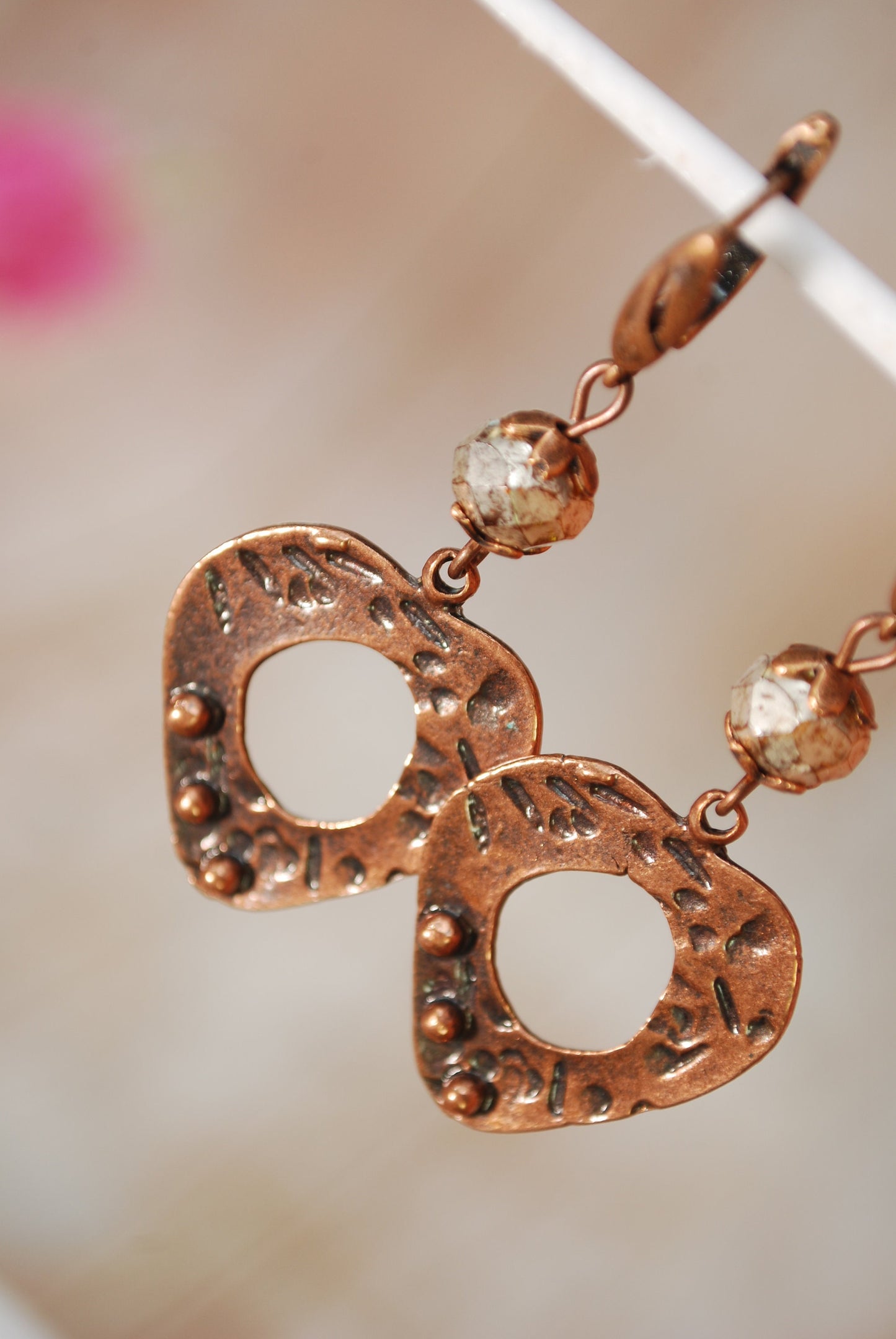 Boho-Chic Elegance: Texture Teardrop Copper Earrings for Artful Statement Style